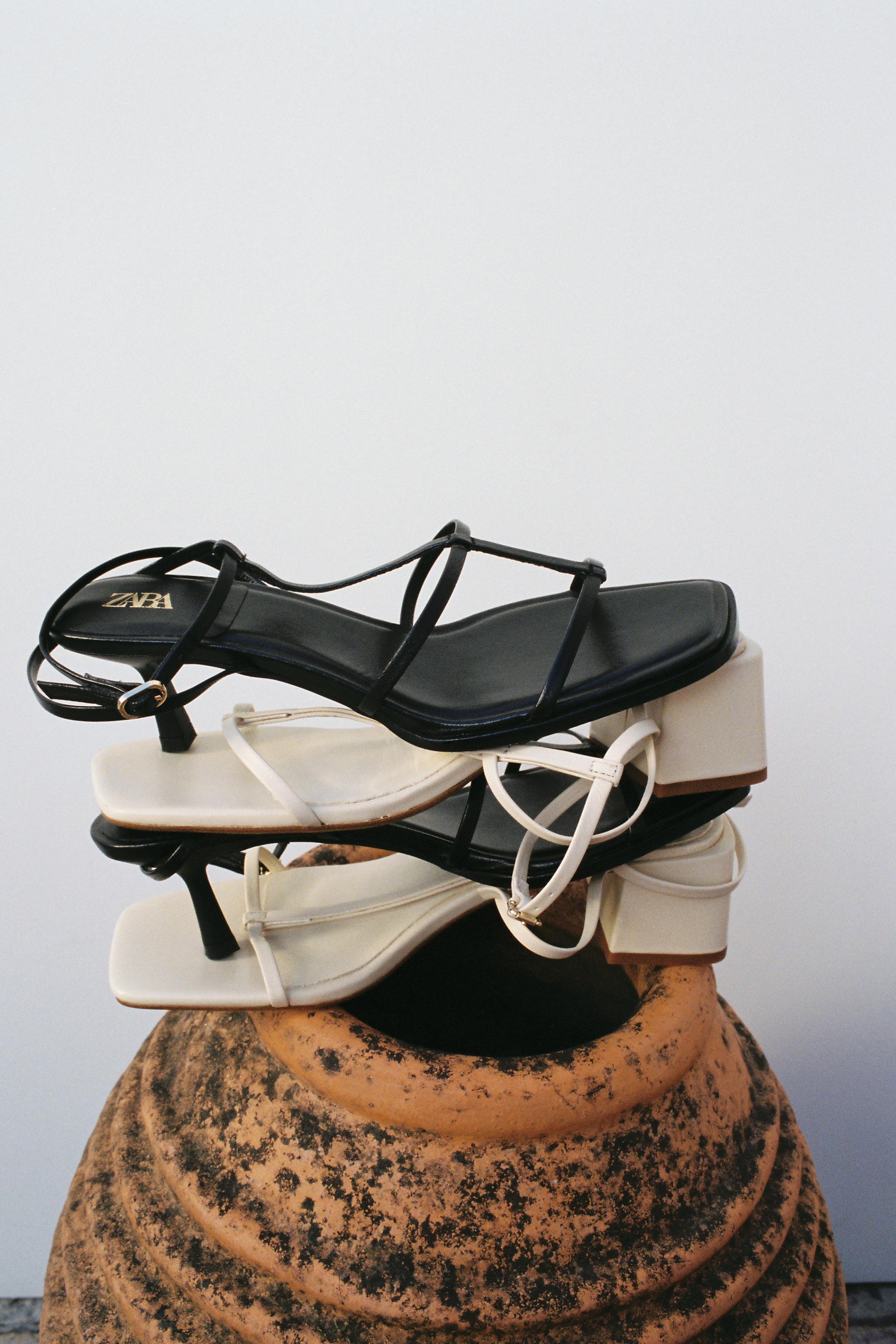Zara strappy leather sandals sales